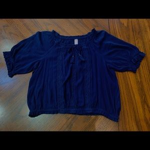 Justice Navy Blue long sleeve lace top